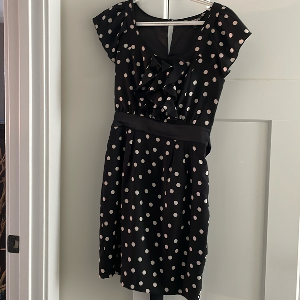 Vintage polka dot Express cocktail dress with pockets and side zip